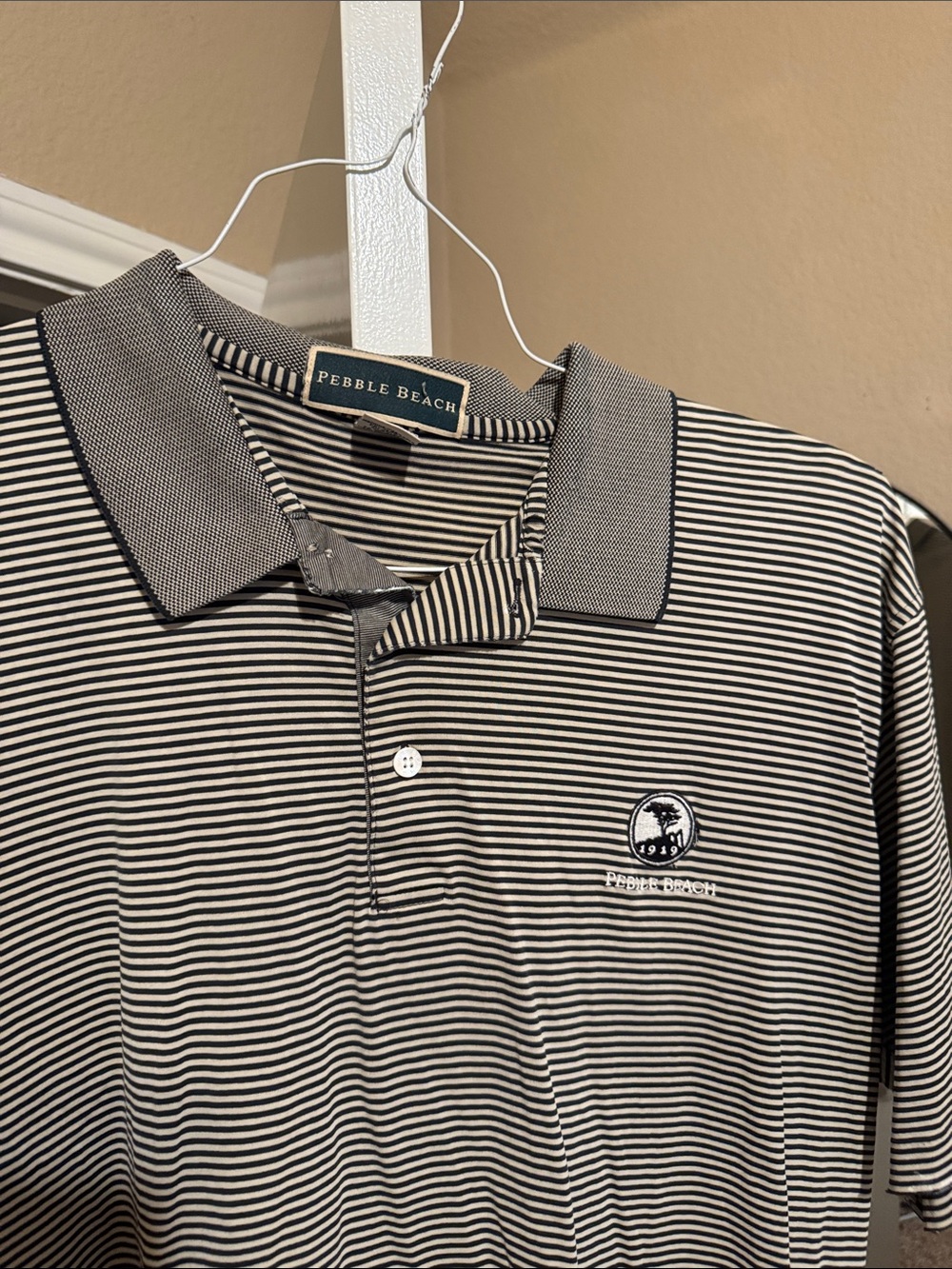Pebble Beach Men's Black & Tan Thin-Stripe Polo